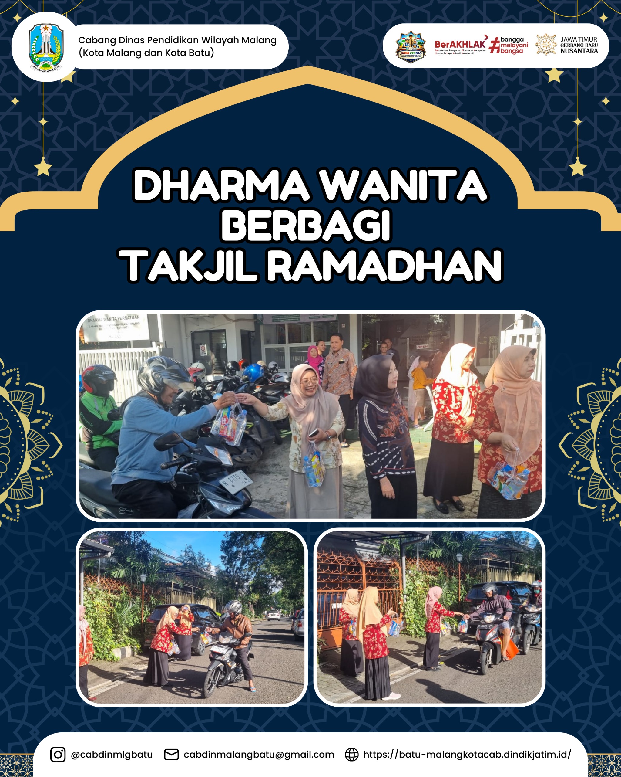 Dharma Wanita Persatuan (DWP) Cabdin Kota Malang dan Kota Batu berbagi paket takjil