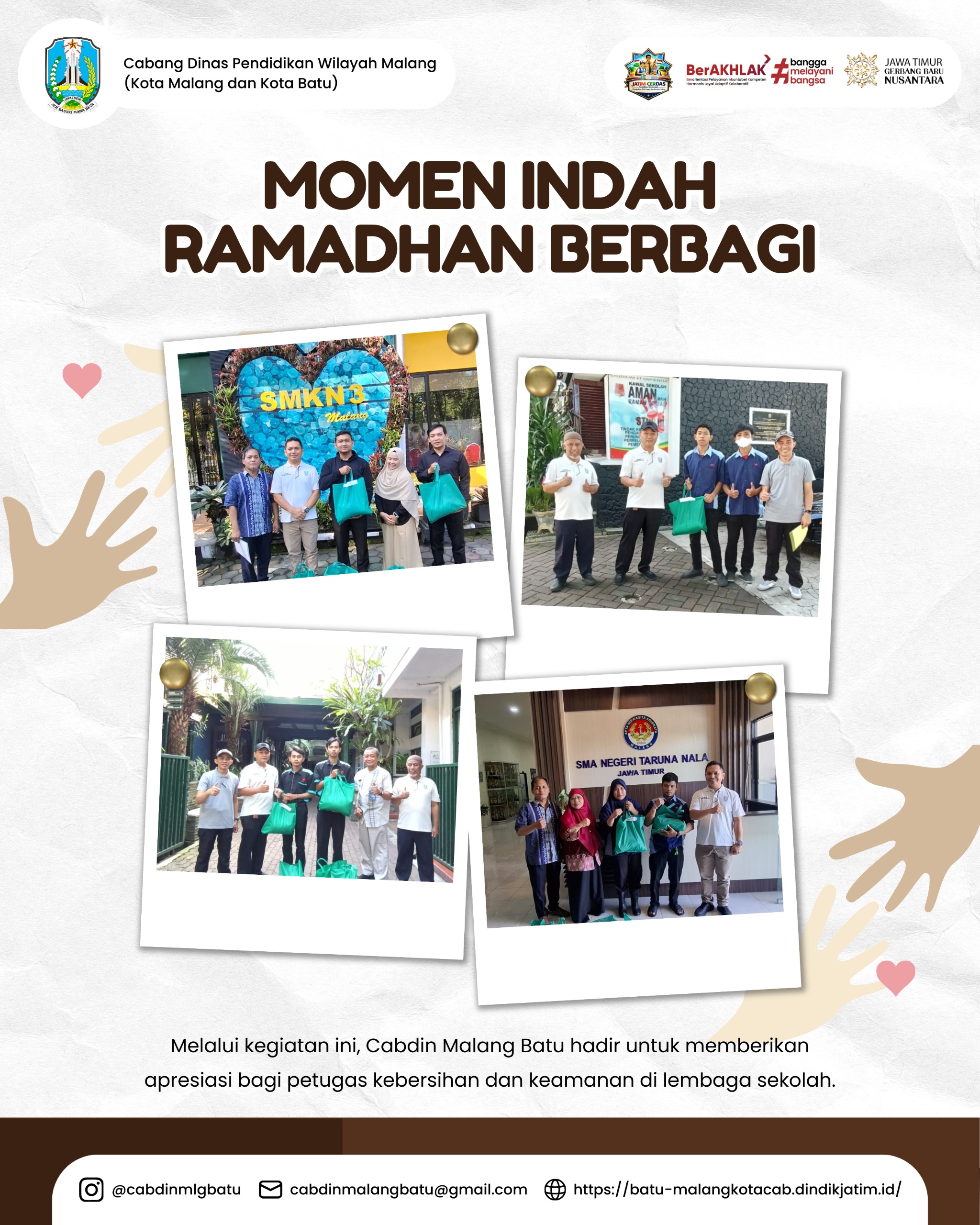 Cabdin Malang Batu Berbagi ke Tenaga Keamanan dan kebersihan Sekolah