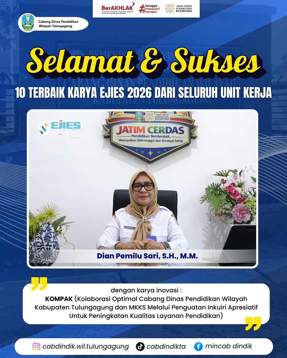 Cabang Dinas Pendidikan Wilayah Tulungagung Berpartisipasi dalam EJIES 2026, Raih Apresiasi Karya Inovasi