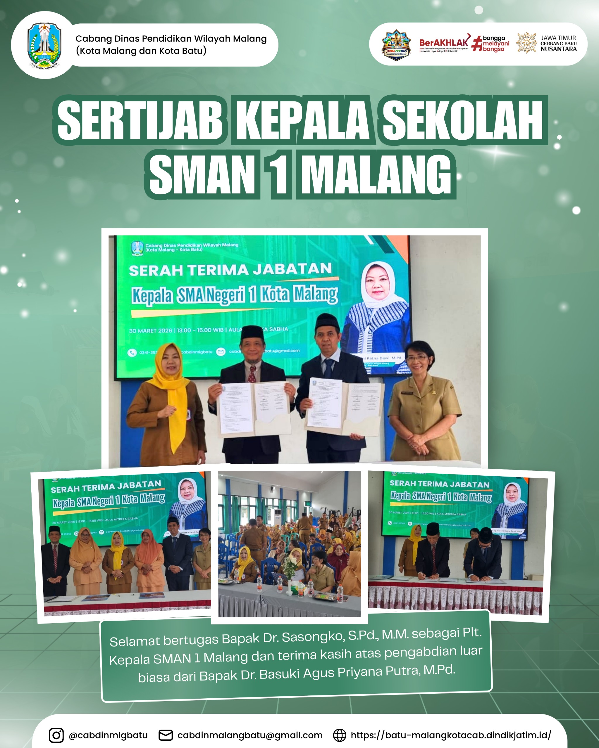 Sertijab Kepala Sekolah SMAN 1 Malang