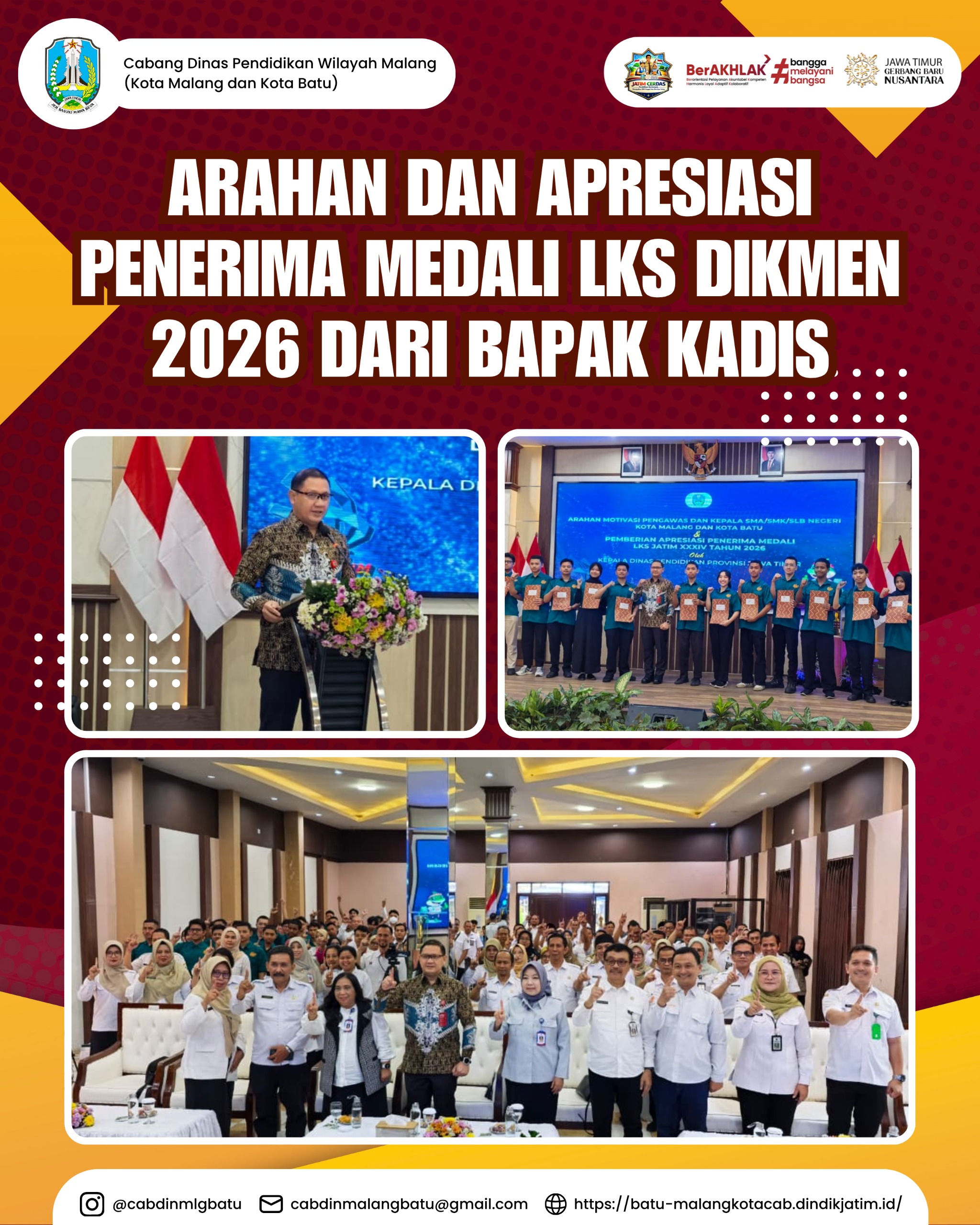 Arahan dan Apresiasi Penerima Medali LKS Dikmen 2026 dari Bapak Kadis