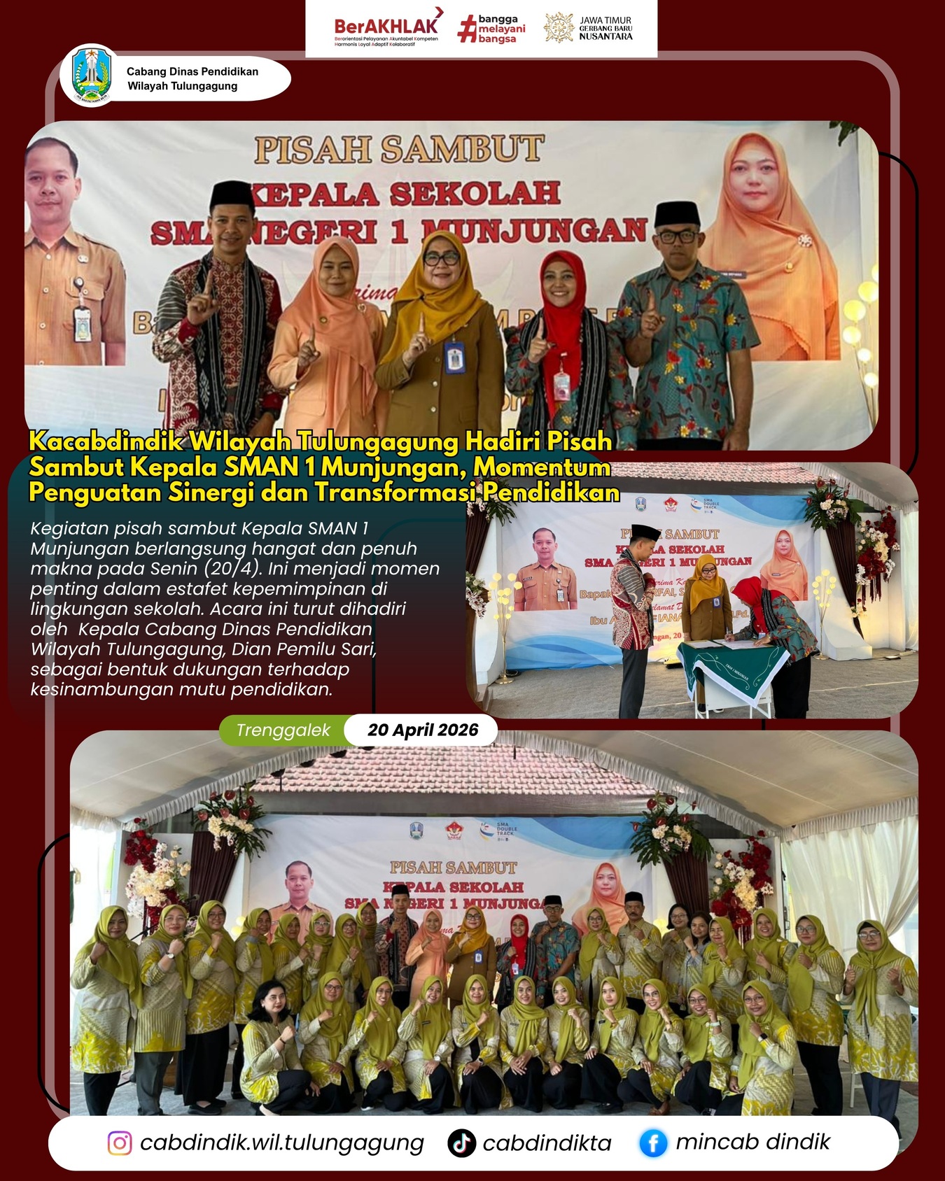 Pisah Sambut Kepala Sekolah SMA Negeri 1 Munjungan, Momentum Penguatan Kepemimpinan dan Mutu Pendidikan