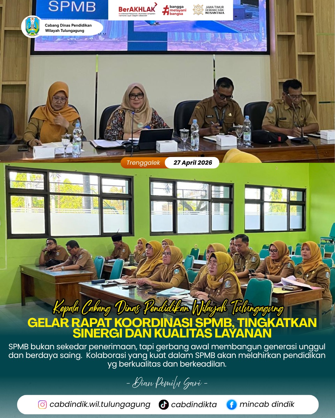 Kacabdindik Tulungagung Pimpin Rapat Koordinasi Persiapan SPMB